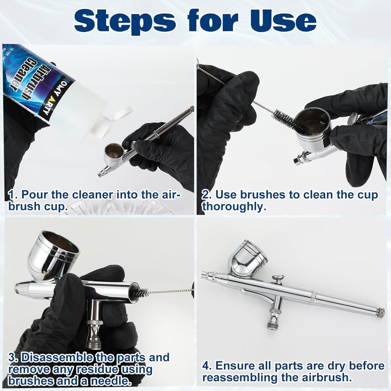 HOMY ARTY Airbrush Cleaner Kit 19.78 fl oz - with Nozzle Cleaner & Cleaning Brushes, Airbrush Cleaning Kit for Water-Based Acrylic Airbrush Paint, Art Tools, Brushes & Airbrushes - Image 4
